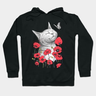 Cat in poppies Hoodie